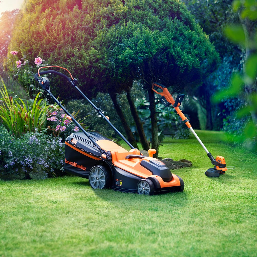 LawnMaster CLMF2437G COMBO 24V Hand Propelled 37cm Rotary Lawn Mower with Line Trimmer Image 2
