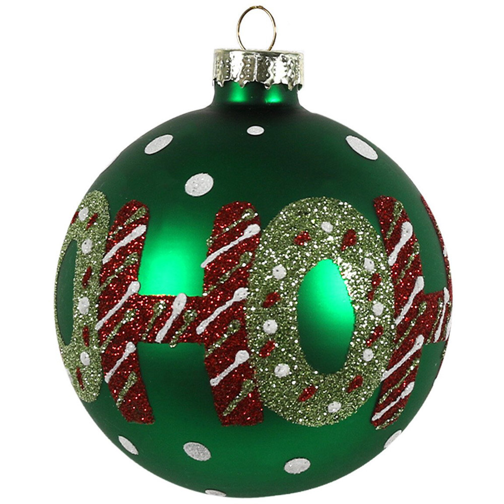 Matt Red and Green HoHoHo Bauble Image 2