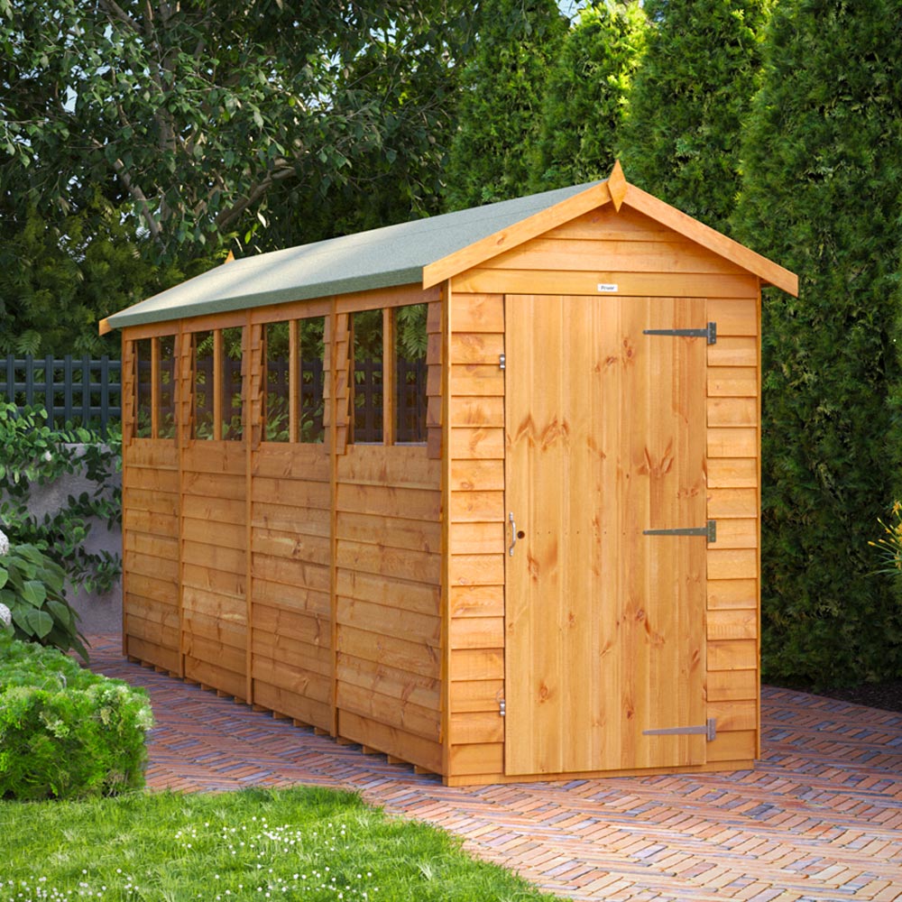 Power Sheds 16 x 4ft Overlap Apex Wooden Shed with Window Image 2