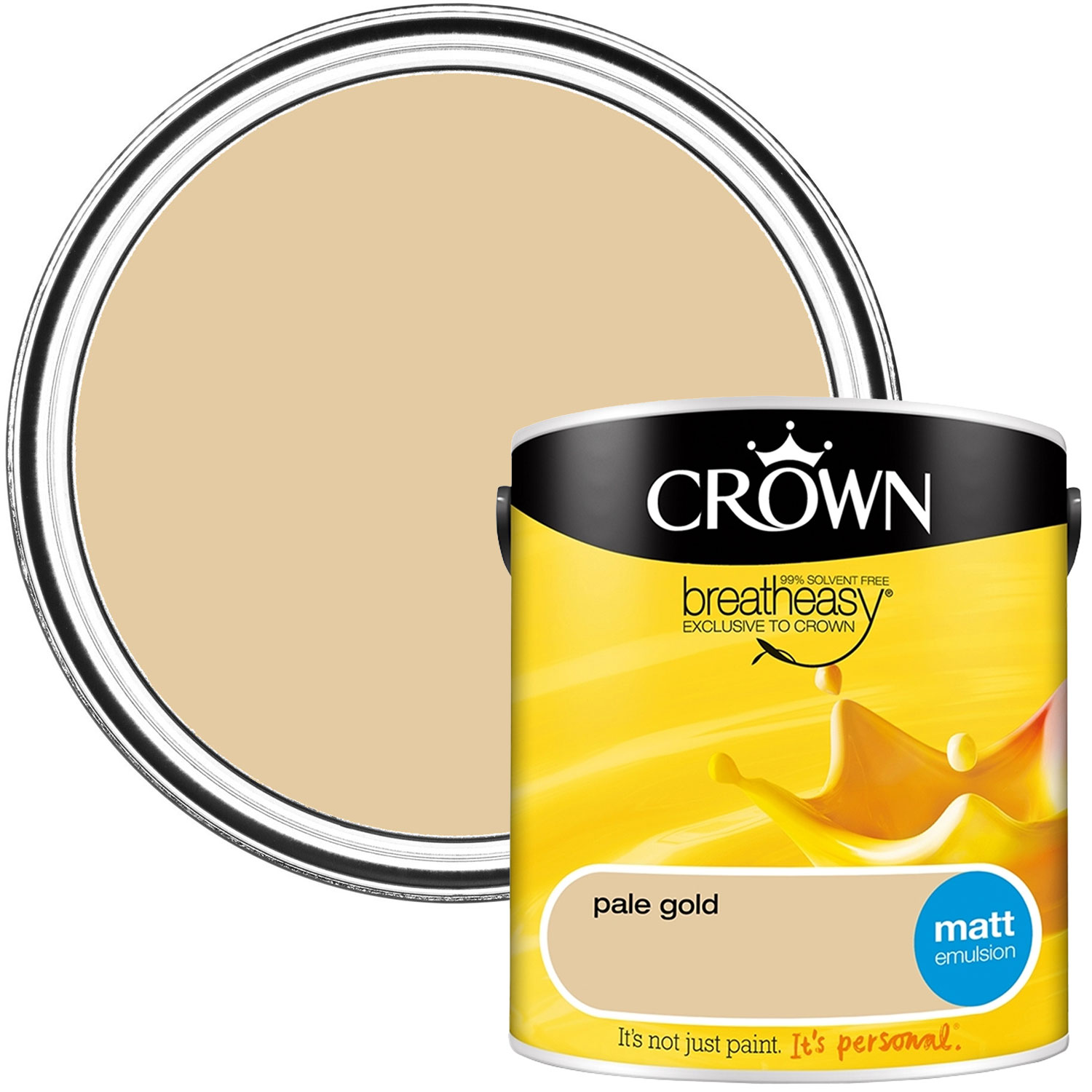Crown Breatheasy Walls & Ceilings Pale Gold Matt Emulsion Paint 2.5L Image 1