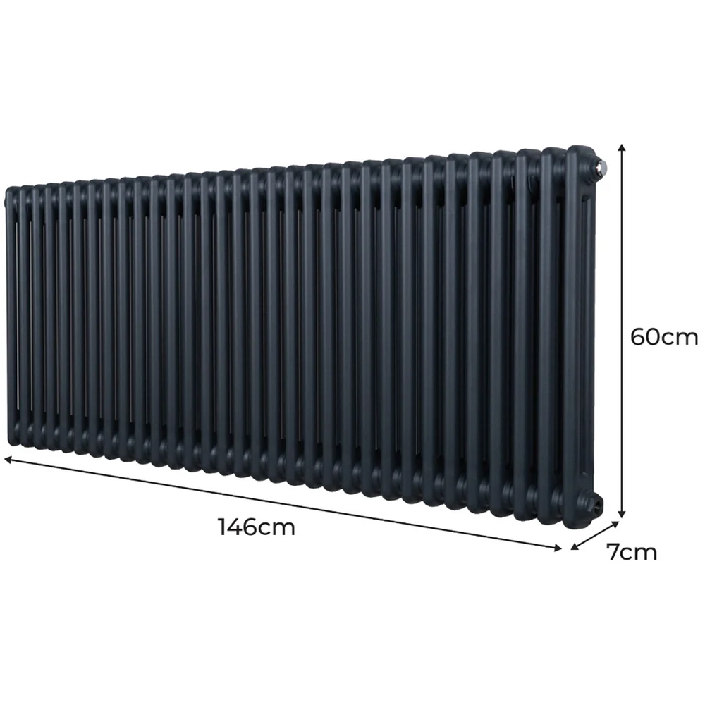 Monster Shop 6220 BTU Anthracite Grey Traditional 2 Column Radiator 600 x 1462mm Image 6