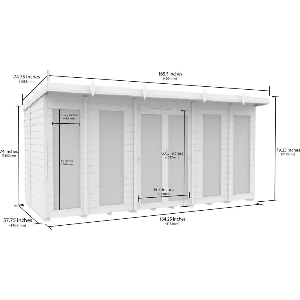 DIY Sheds 14 x 5ft Tongue and Groove Timber Pent Summerhouse Image 6
