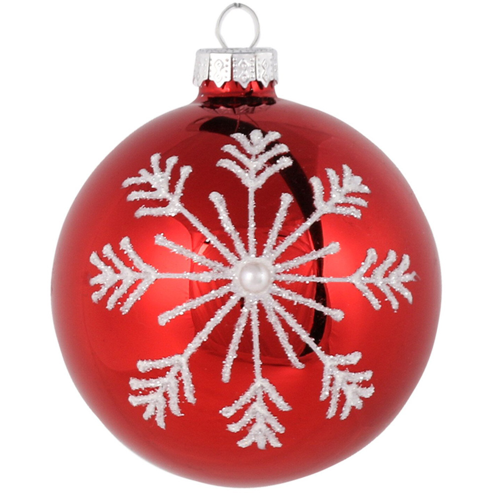 Shiny Red and White Glitter Bauble - Red Image 3