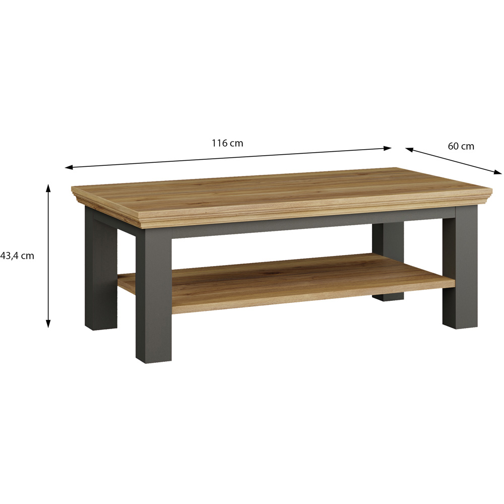 Furniture To Go Pontypool Grey and Mauvella Oak Single Shelf Large Rectangular Coffee Table Image 7