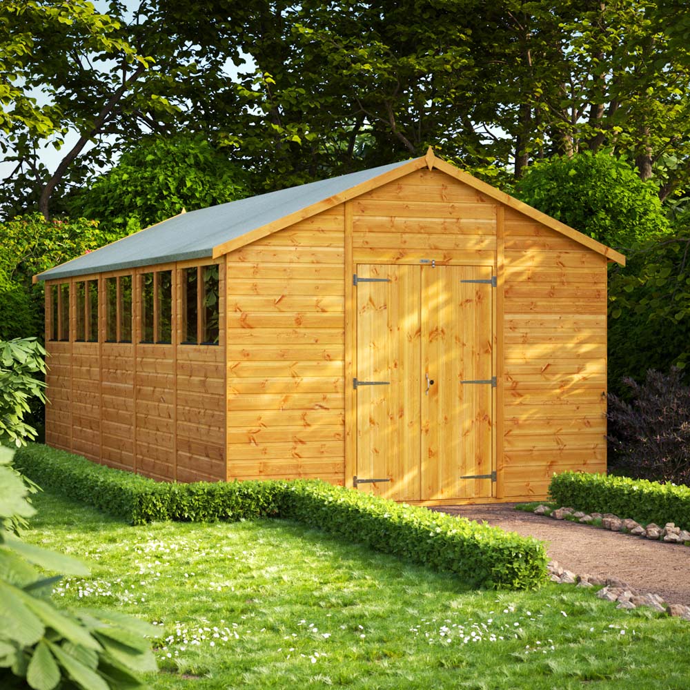 Power Sheds 20 x 10ft Double Door Apex Wooden Shed with Window Image 2