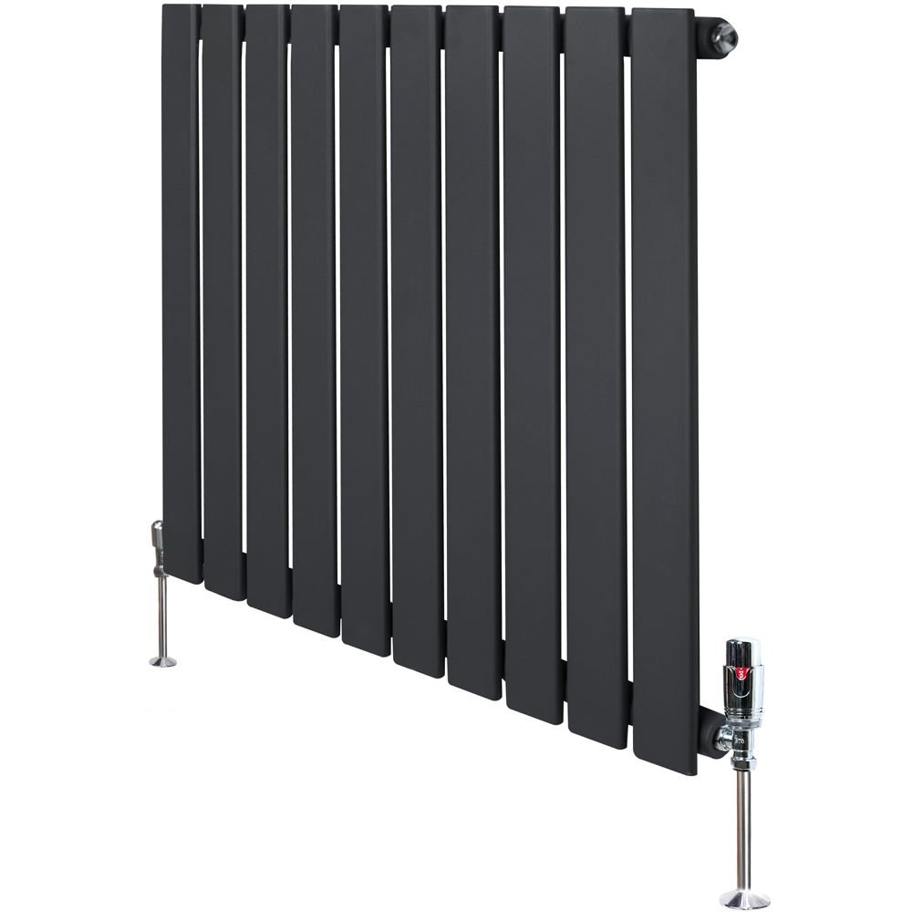 MonsterShop Flat Anthracite Grey Single Column Radiator and Valves 600 x 700mm Image 3