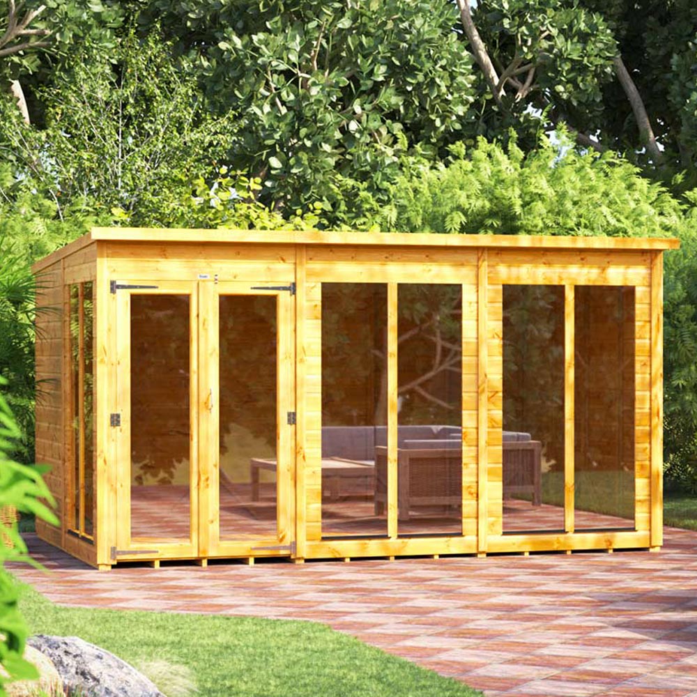 Power Sheds 12 x 8ft Double Door Pent Traditional Summerhouse Image 2
