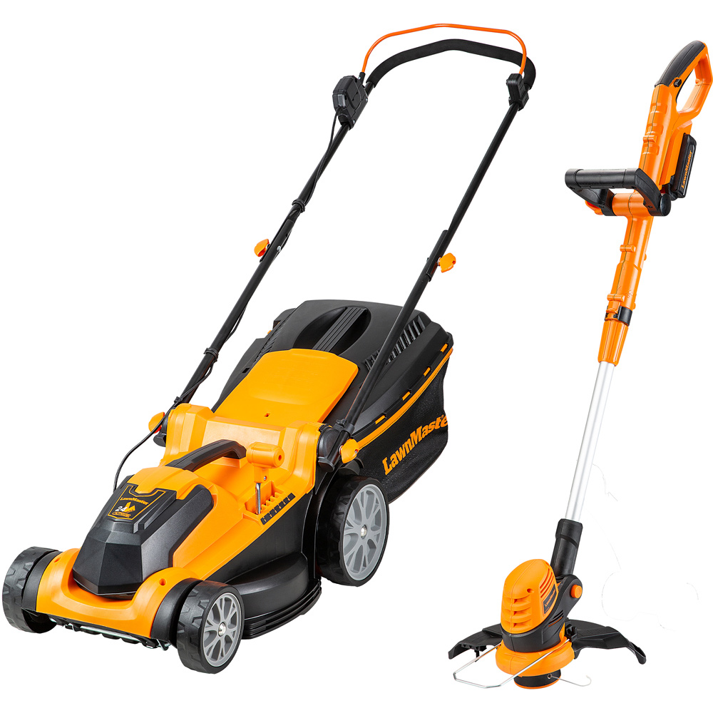 LawnMaster CLMF2437G COMBO 24V Hand Propelled 37cm Rotary Lawn Mower with Line Trimmer Image 1