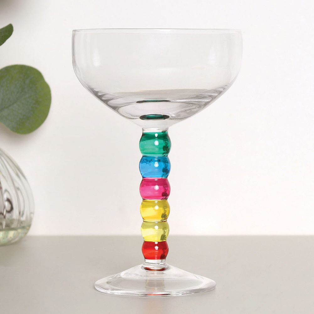 Pack of 2 Multicolour Bobble Coupe Glasses - Multicolour Image 4