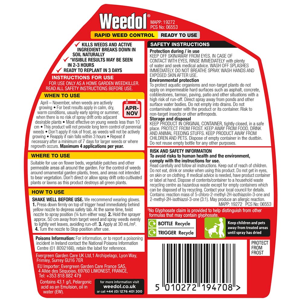 Weedol Rapid Ready to Use Weed Killer 1L Image 4