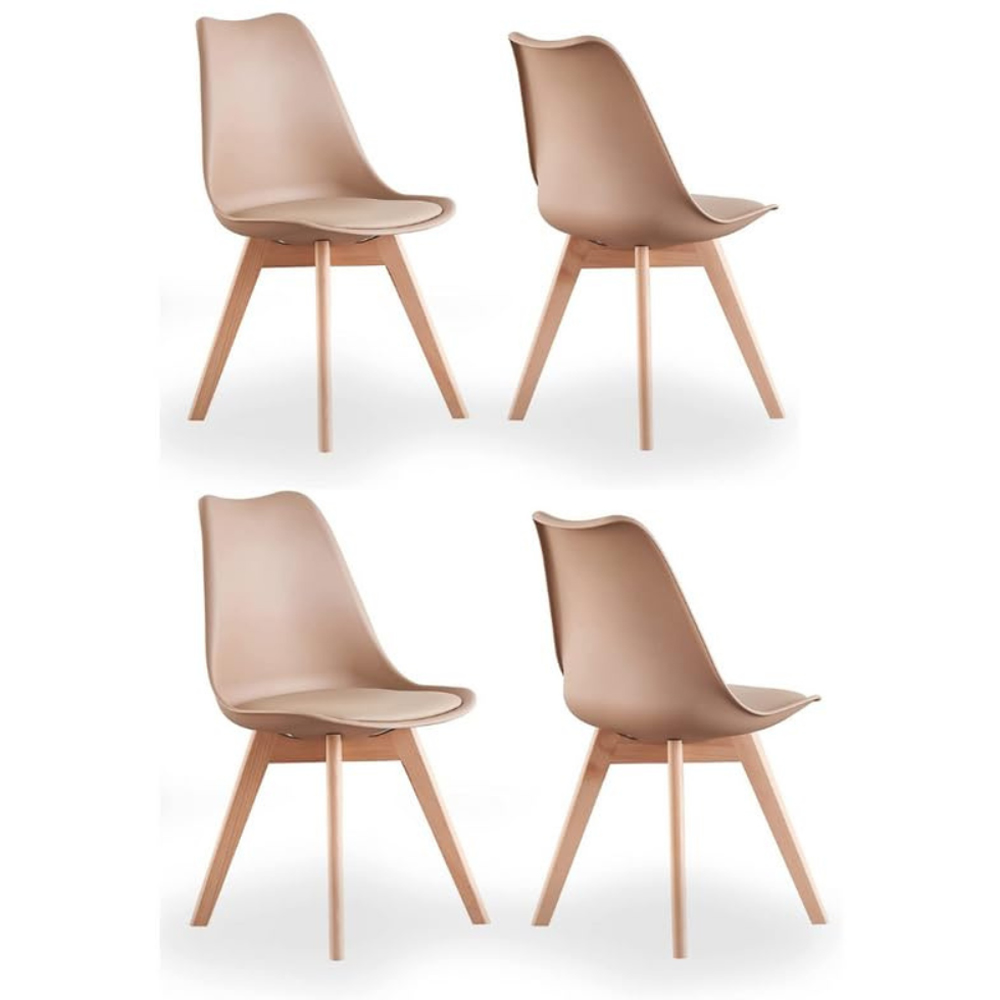 Life Interiors Lorenzo Vanilla Faux Leather Plastic Dining Chairs Set of 4 Image 5