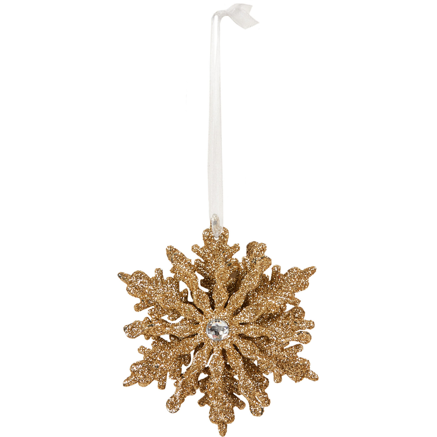 Set of 2 Hanging Snowflakes Gold - Gold Image 2