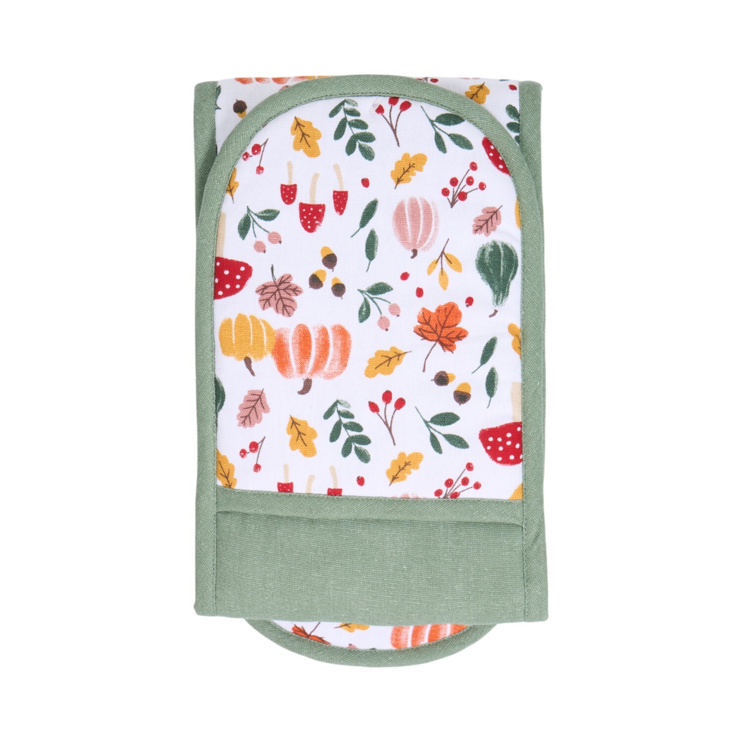 Autumn Print Double Oven Glove Green Image 3