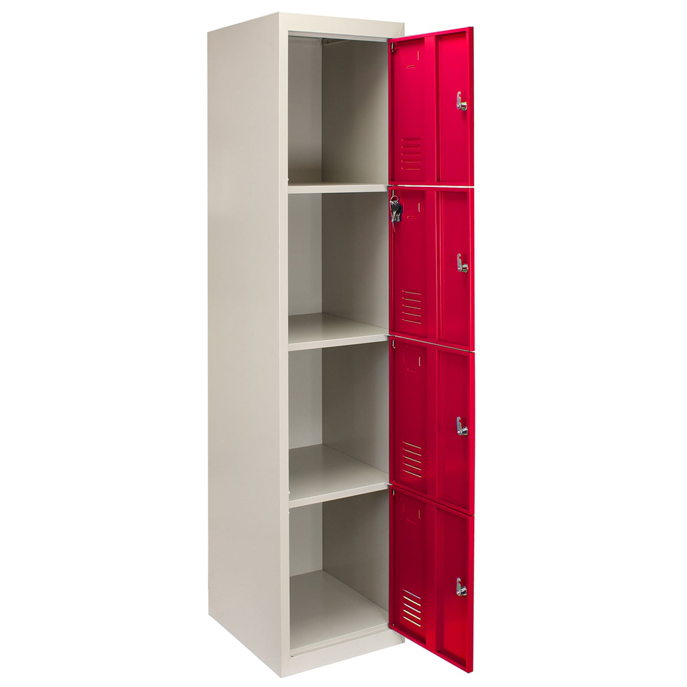 MonsterShop 4 Door Red Metal Storage Locker Image 5