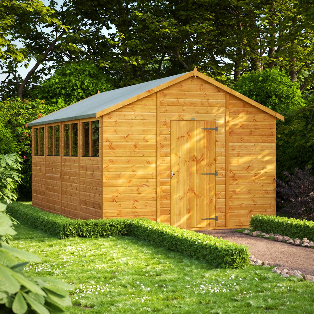 Power Sheds 16 x 10ft Apex Wooden Shed with Window Image 2