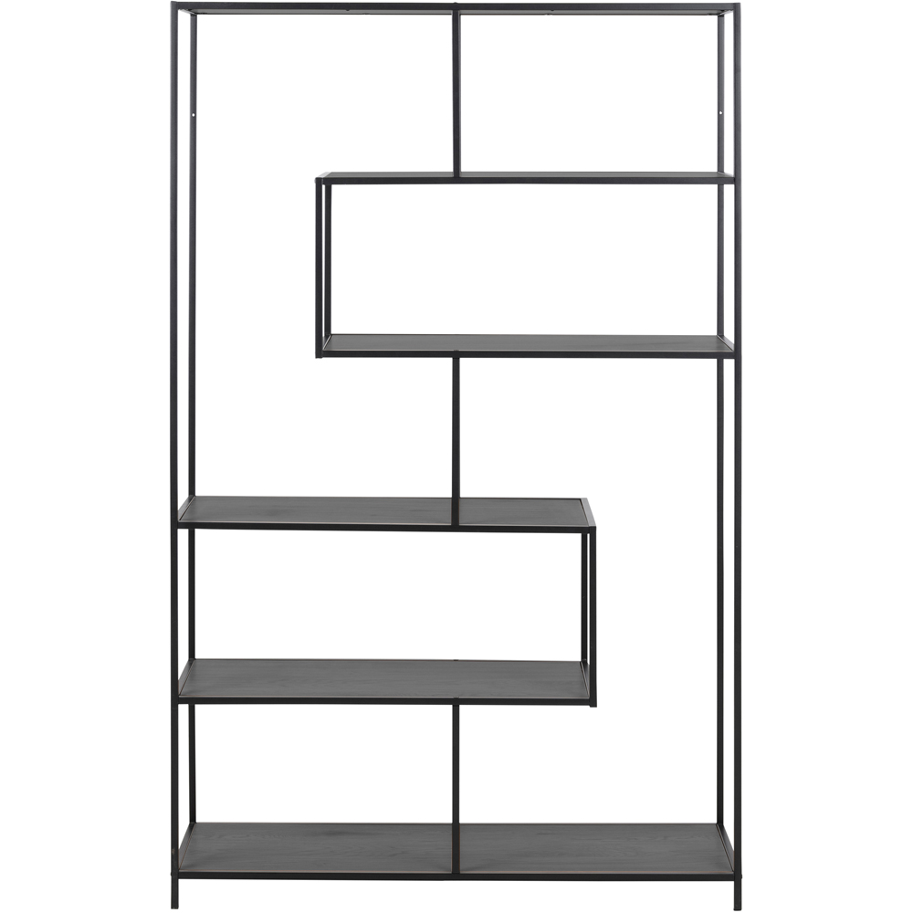 Furniture To Go Seaford Black 5 Shelf Metal Large Asymmetrical Bookcase Image 2