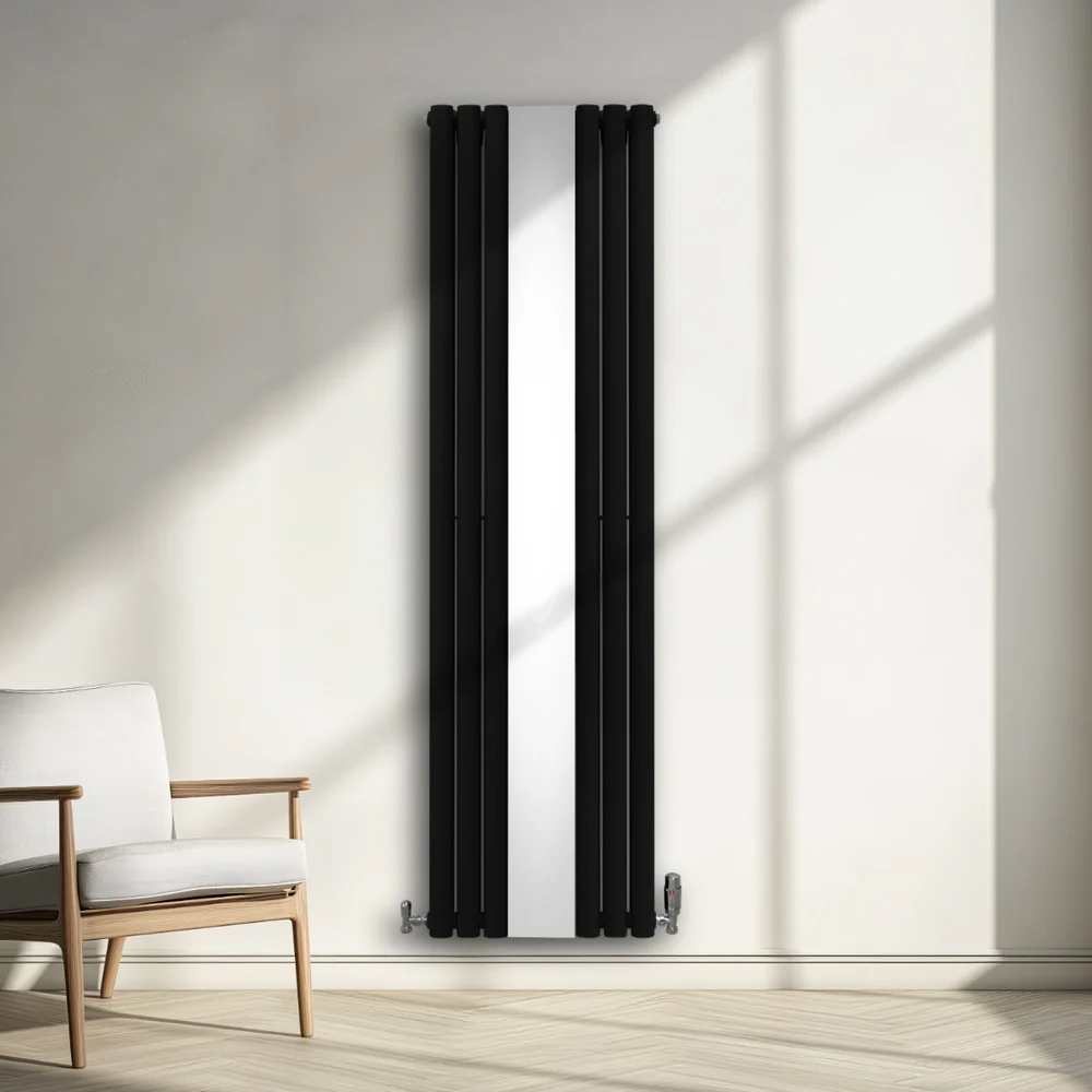Monster Shop 5009 BTU Black Oval Mirror Radiator and Valves 1800 x 500mm Image 2