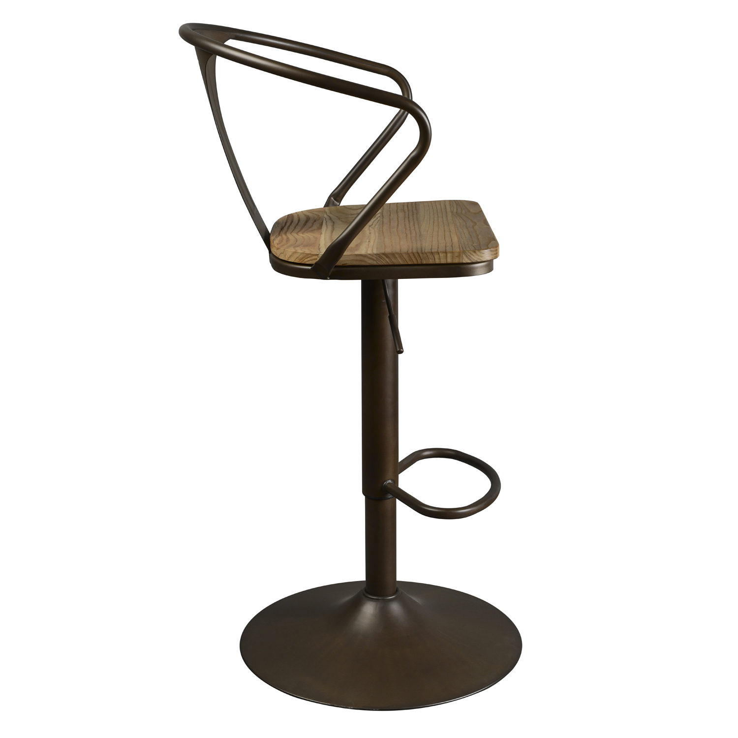 Dark Brown Industrial Iron Bar Stool Image 2
