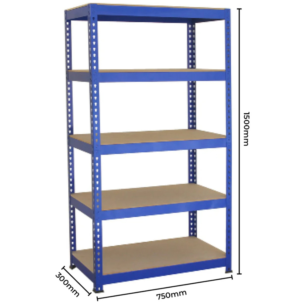 Monster Shop T-RAX 5 Tier Blue Metal Racking Units with Bay Connectors 2 Pack Image 7