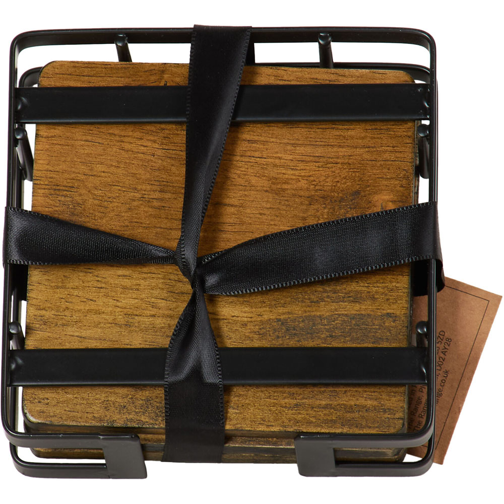 Set of 4 Malmo Wood Coasters - Brown Image 2