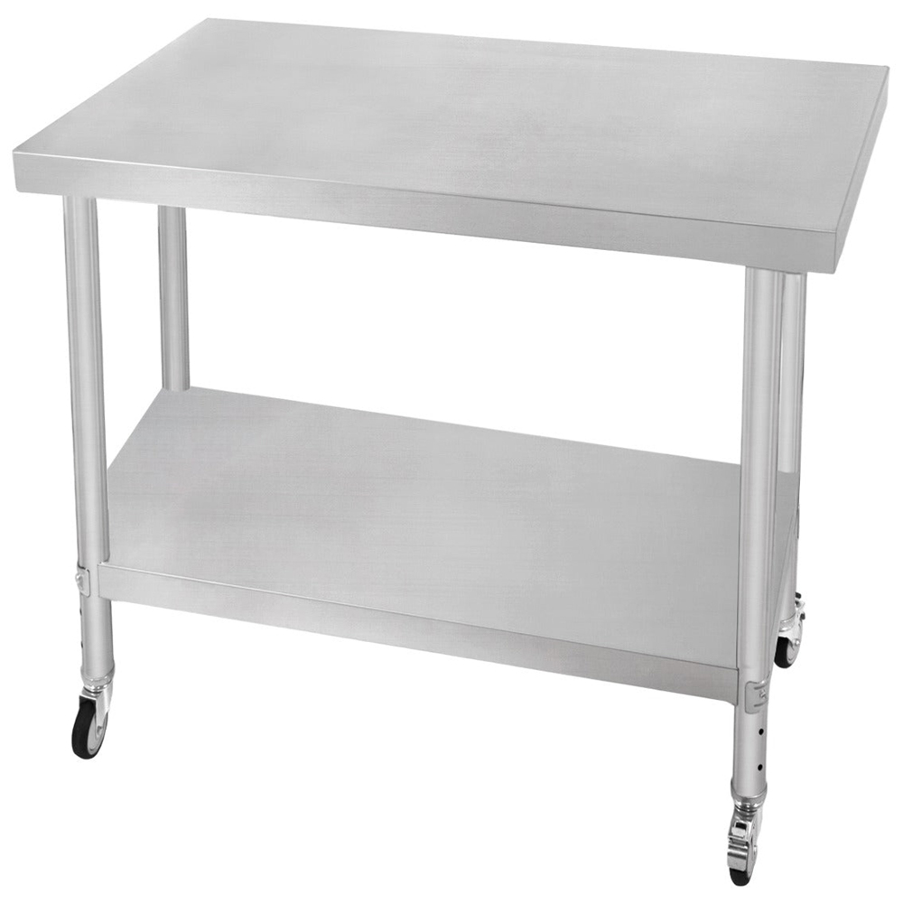 MonsterShop KuKoo 2-Tier Silver Work Table 90 x 76 x 86cm Image 2
