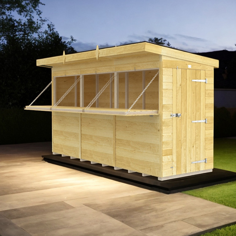 DIY Sheds 12 x 4ft Single Door Pressure Treated Tongue and Groove Timber Outdoor Bar Shed Image 4