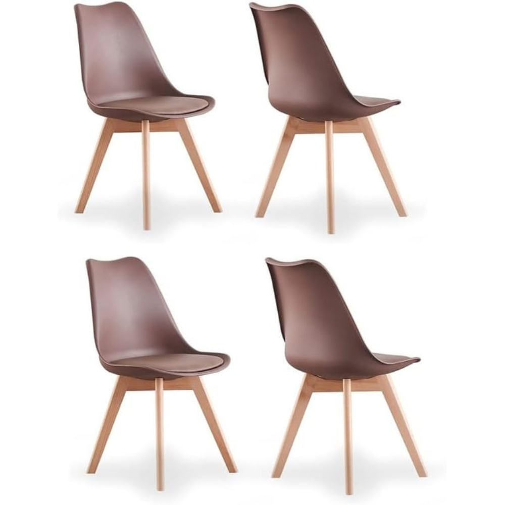 Life Interiors Lorenzo Brown Faux Leather Plastic Dining Chairs Set of 4 Image 5