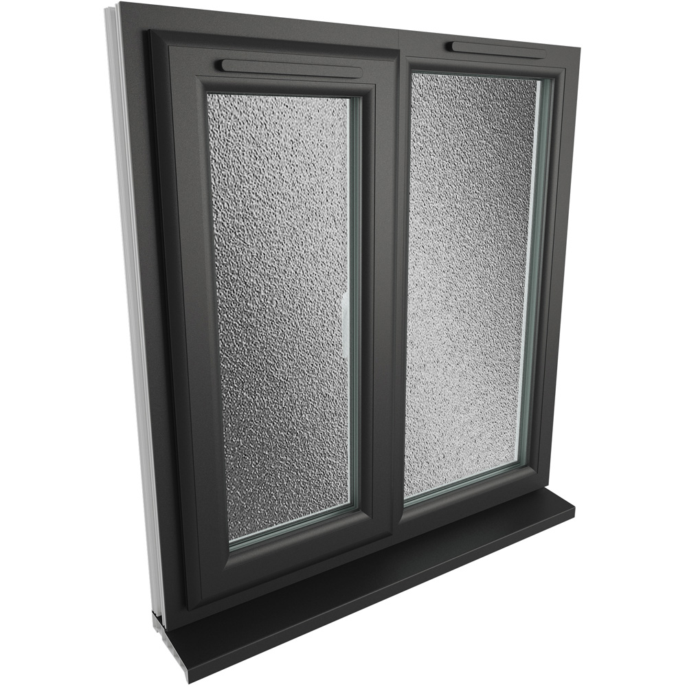 Crystal Black and White LH Side Hung Next to a Fixed Obscure Triple Glazed Window 905 x 965mm Image 4