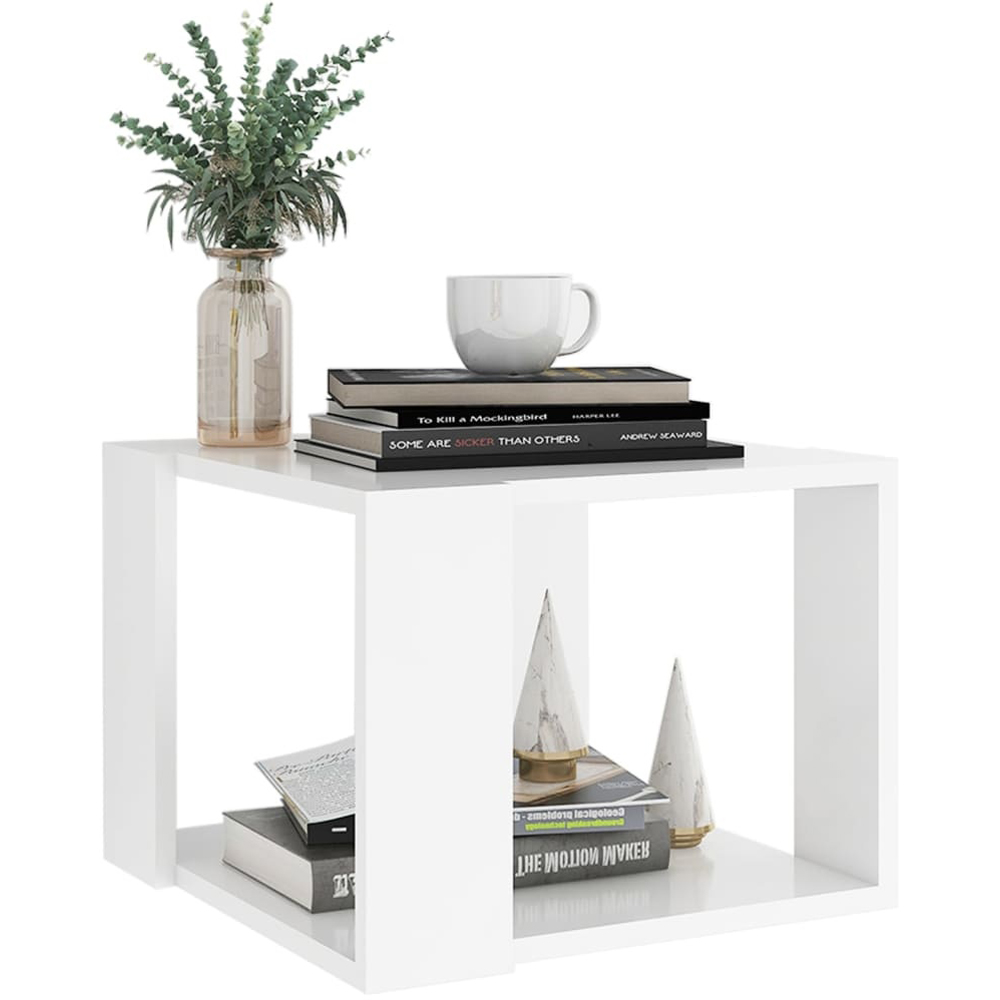 Walplus 2-Tier White Square Coffee Table Image 3