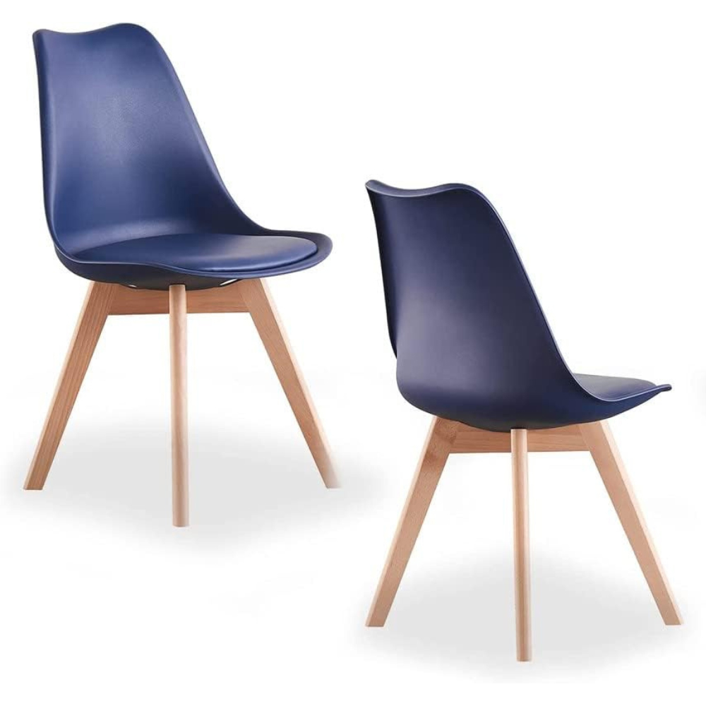 Life Interiors Lorenzo Royal Blue Faux Leather Plastic Dining Chairs Set of 2 Image 5