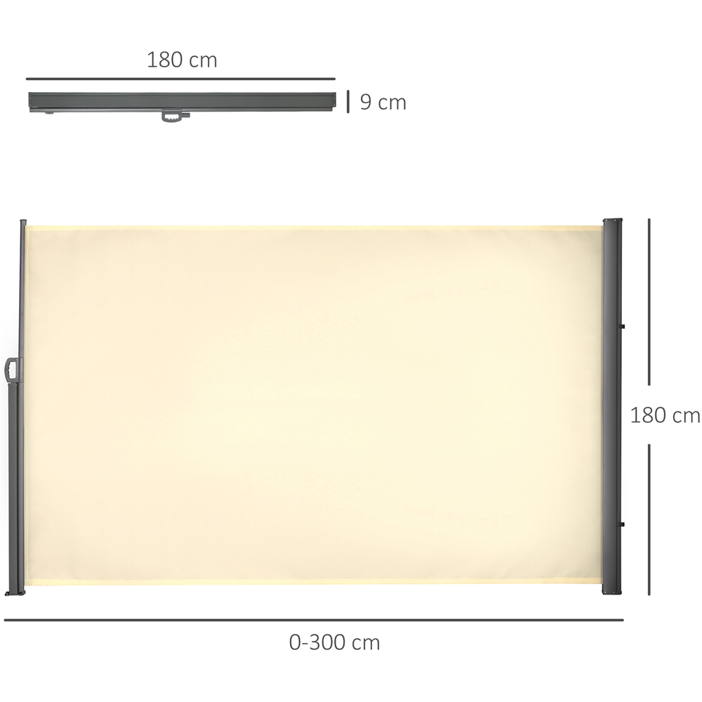 Outsunny 3x1.8M Retractable Side Awning Screen Fence Patio Privacy Divider Cream Image 9