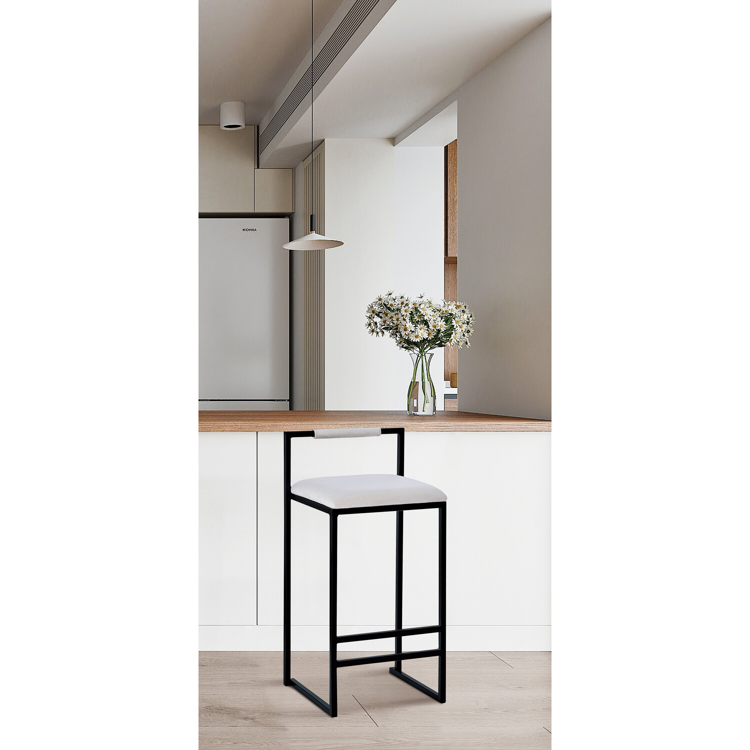 Belle Beige and Black Bar Stool Image 4