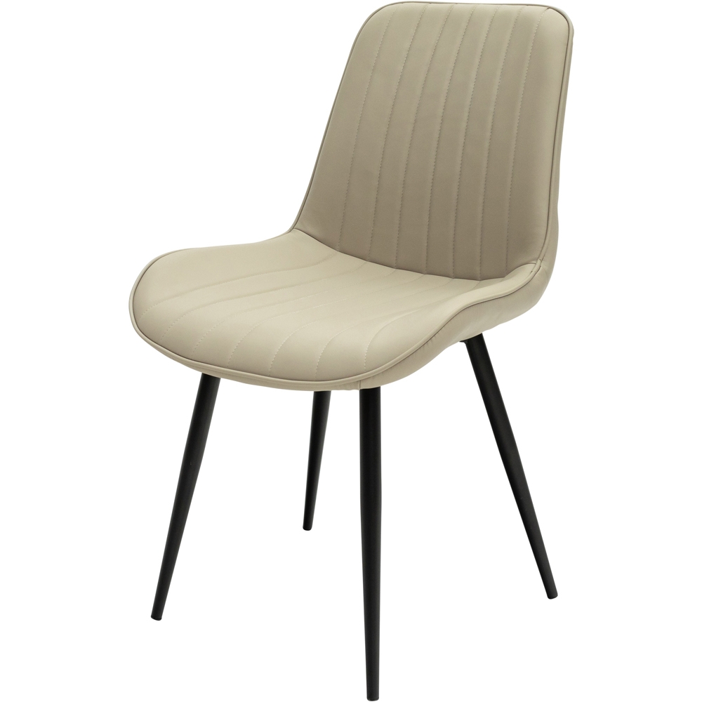 WF Richmond Stone PU Faux Leather Dining Chairs with Black Legs Set of 2 Image 2