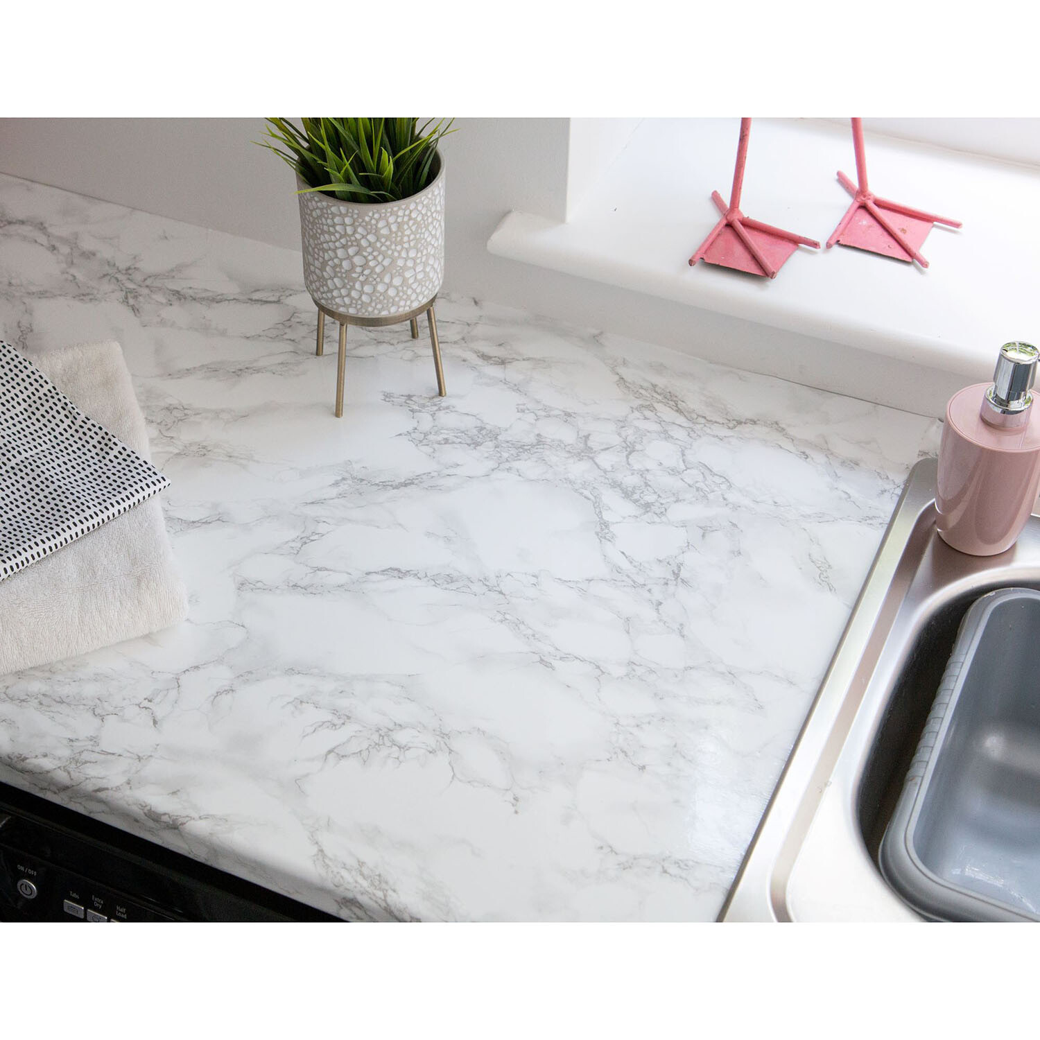 d-c-fix Marble Grey Effect Self Adhesive Vinyl Film - White Image 2