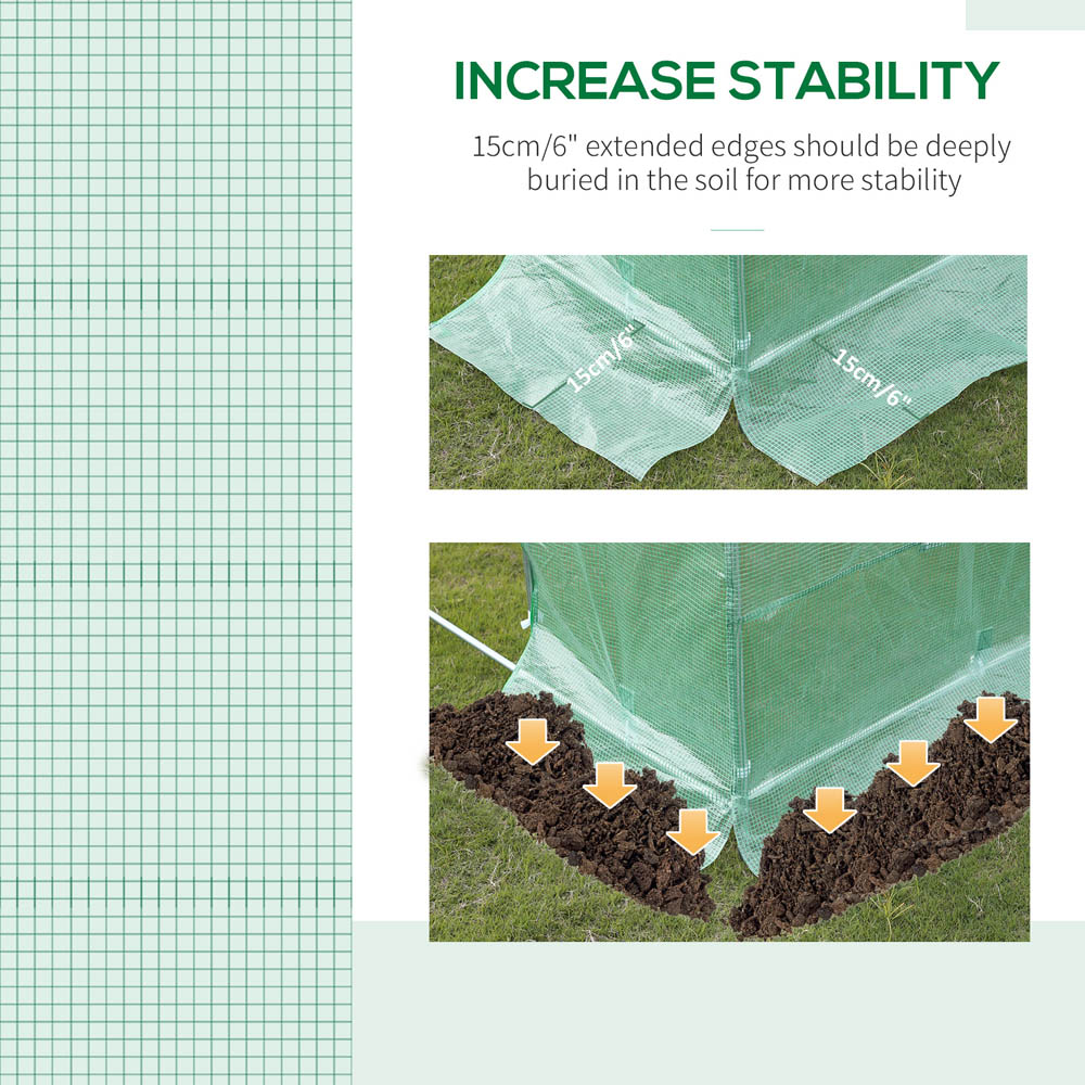 Outsunny Walk In Greenhouse Cover Replacement Growhouse PE Cover 3.5x3x2m Green Image 5