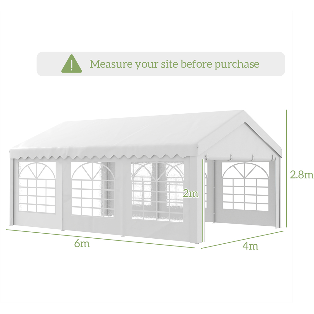 Outsunny 6m Garden Gazebo Portable Carport Shelter w/ Removable Sidewalls&Doors Image 9