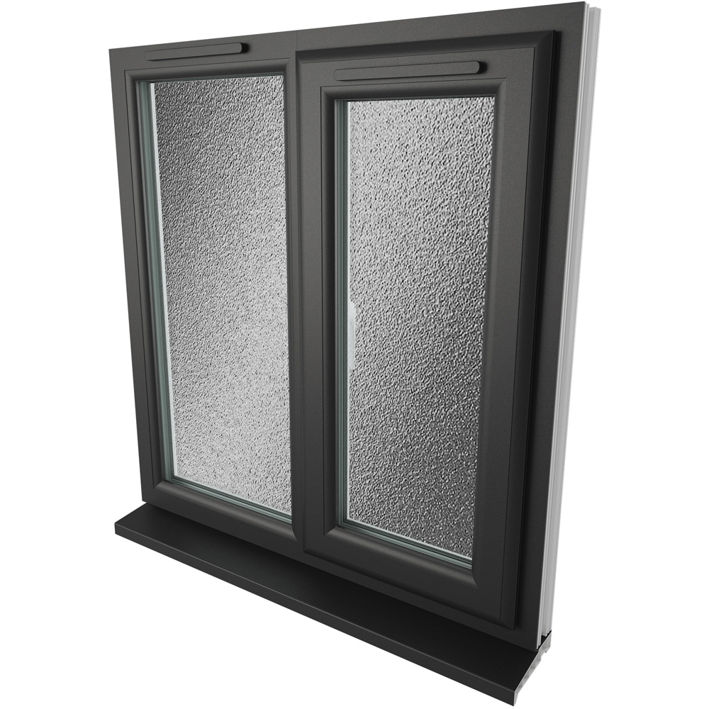 Crystal Black and White RH Side Hung Next to a Fixed Obscure Triple Glazed Window 905 x 965mm Image 4