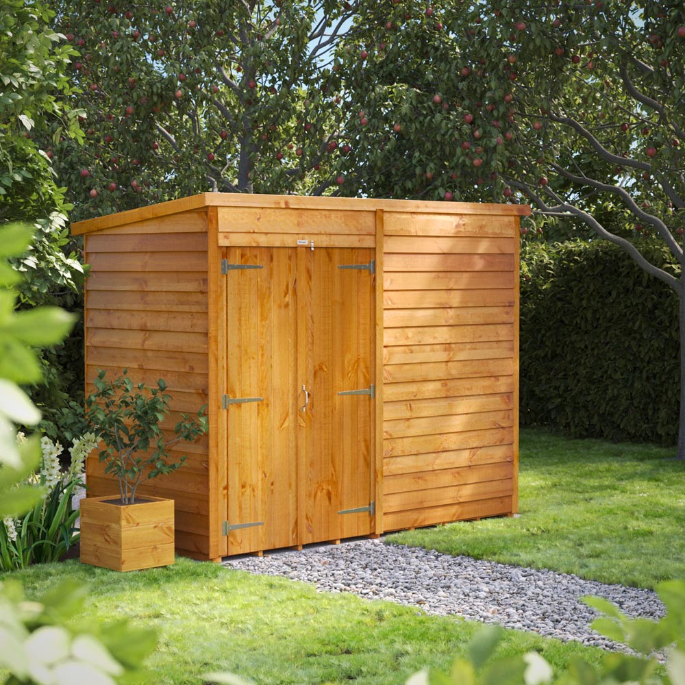 Power 8 x 4ft Double Door Overlap Pent Garden Shed Image 2