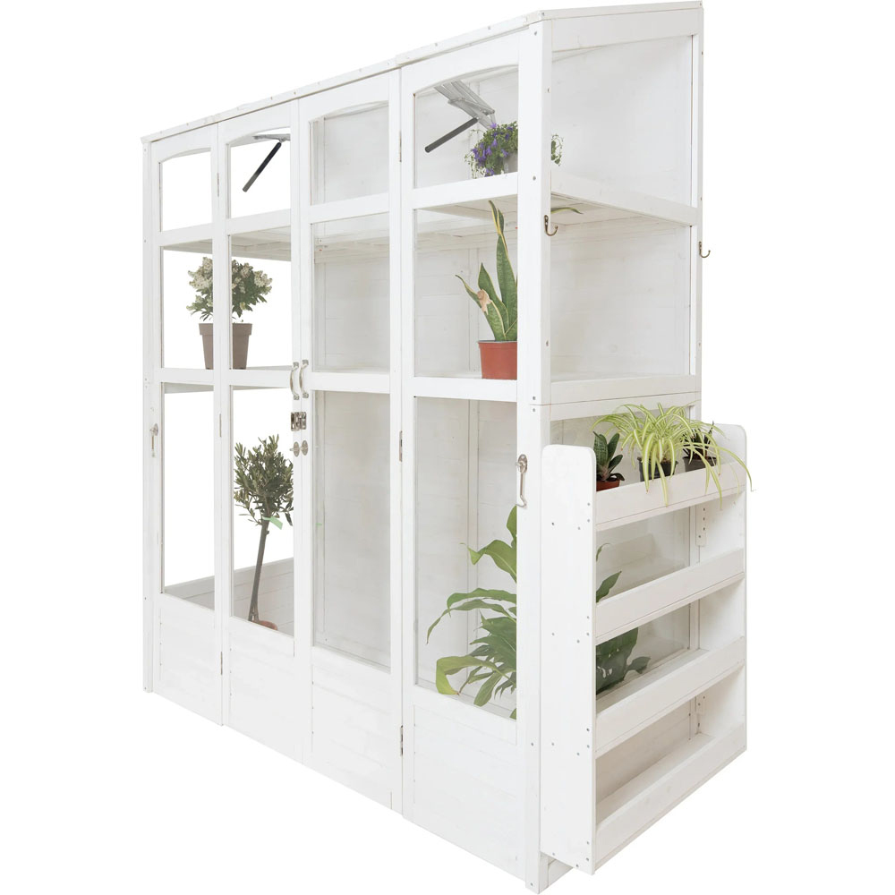 MonsterShop White Fir Wood Victorian Greenhouse with Planter Box 5 x 2ft Image 3