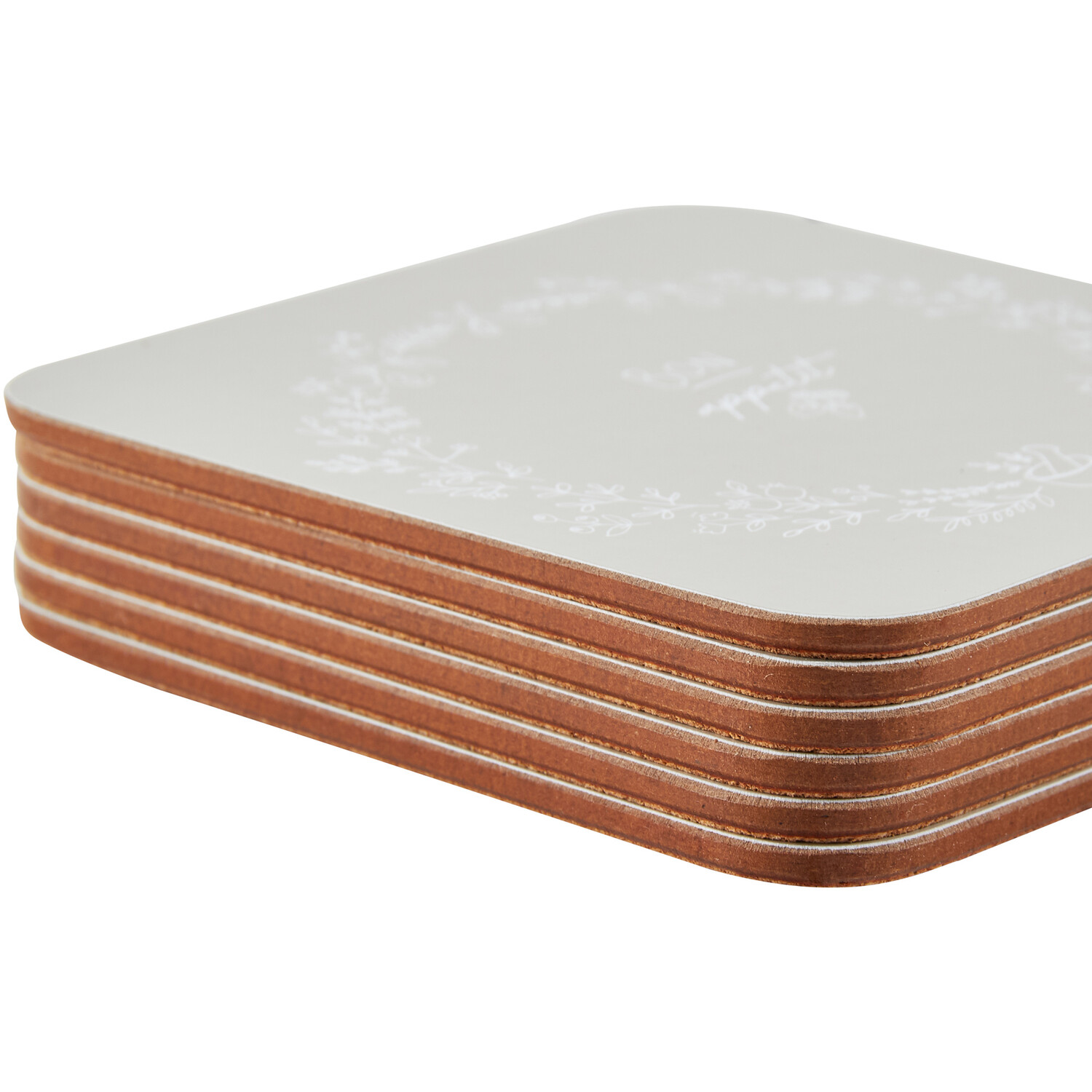 Pack of 6 Bon Appetit Coasters - Grey Image 2