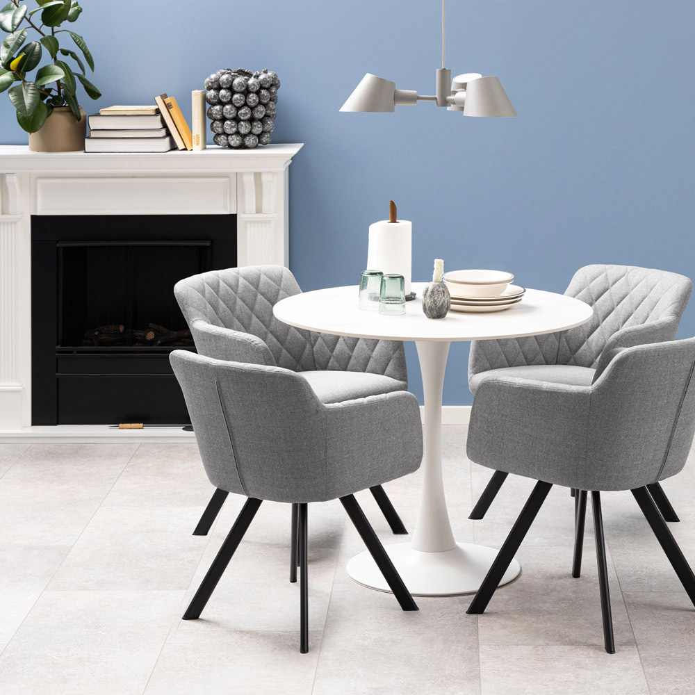 Furniture To Go Malta White Ceramic 4 Seater Round Dining Table Image 6