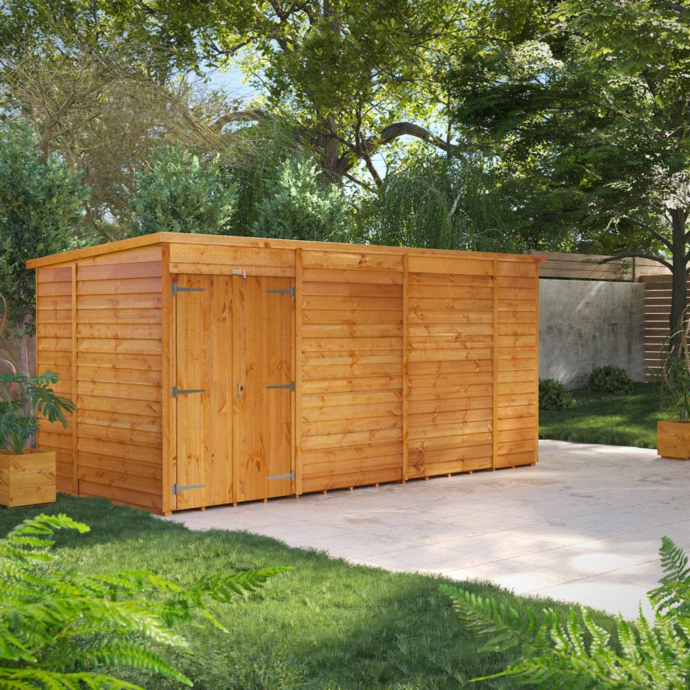 Power 14 x 6ft Double Door Overlap Pent Garden Shed Image 2