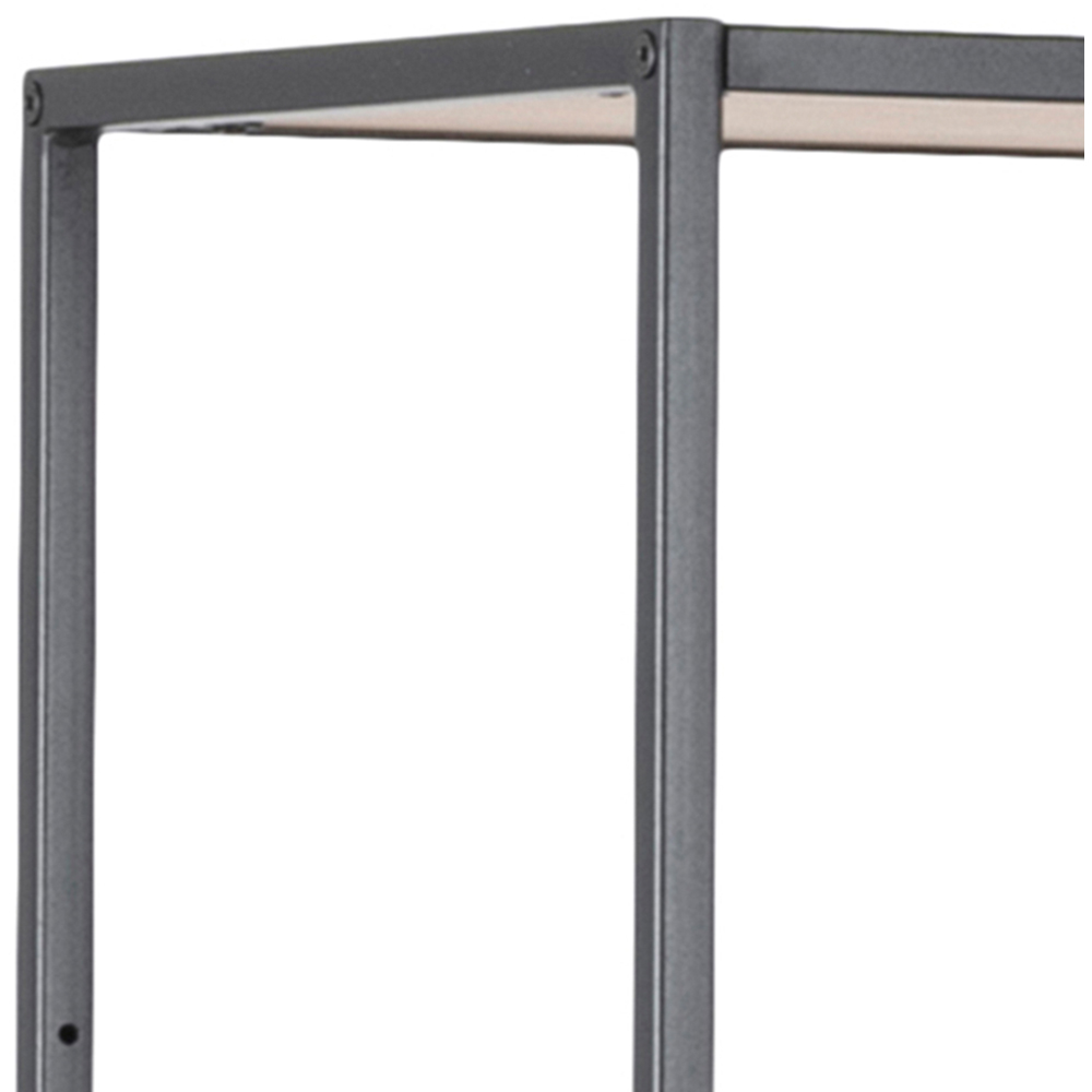 Furniture To Go Seaford Oak and Black 5 Shelf Metal Large Asymmetrical Bookcase Image 6