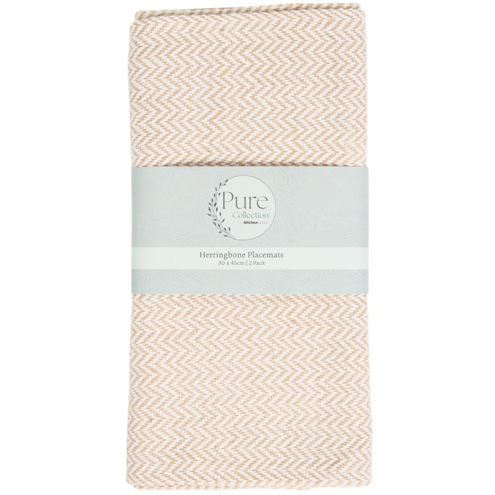 Pack of 2 Herringbone Placemats Natural Image 1