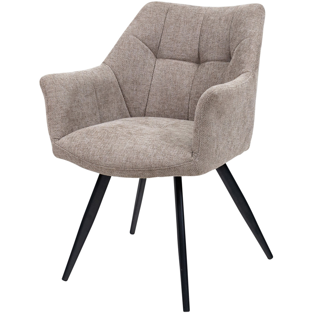 WF Poppy Taupe Fabric Dining Chairs with Black Legs Set of 2 Image 2