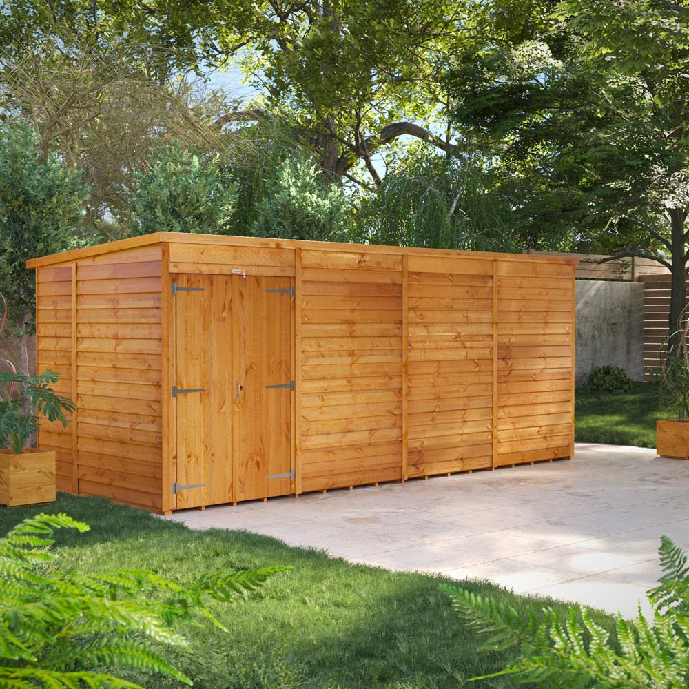 Power 16 x 6ft Double Door Overlap Pent Garden Shed Image 2
