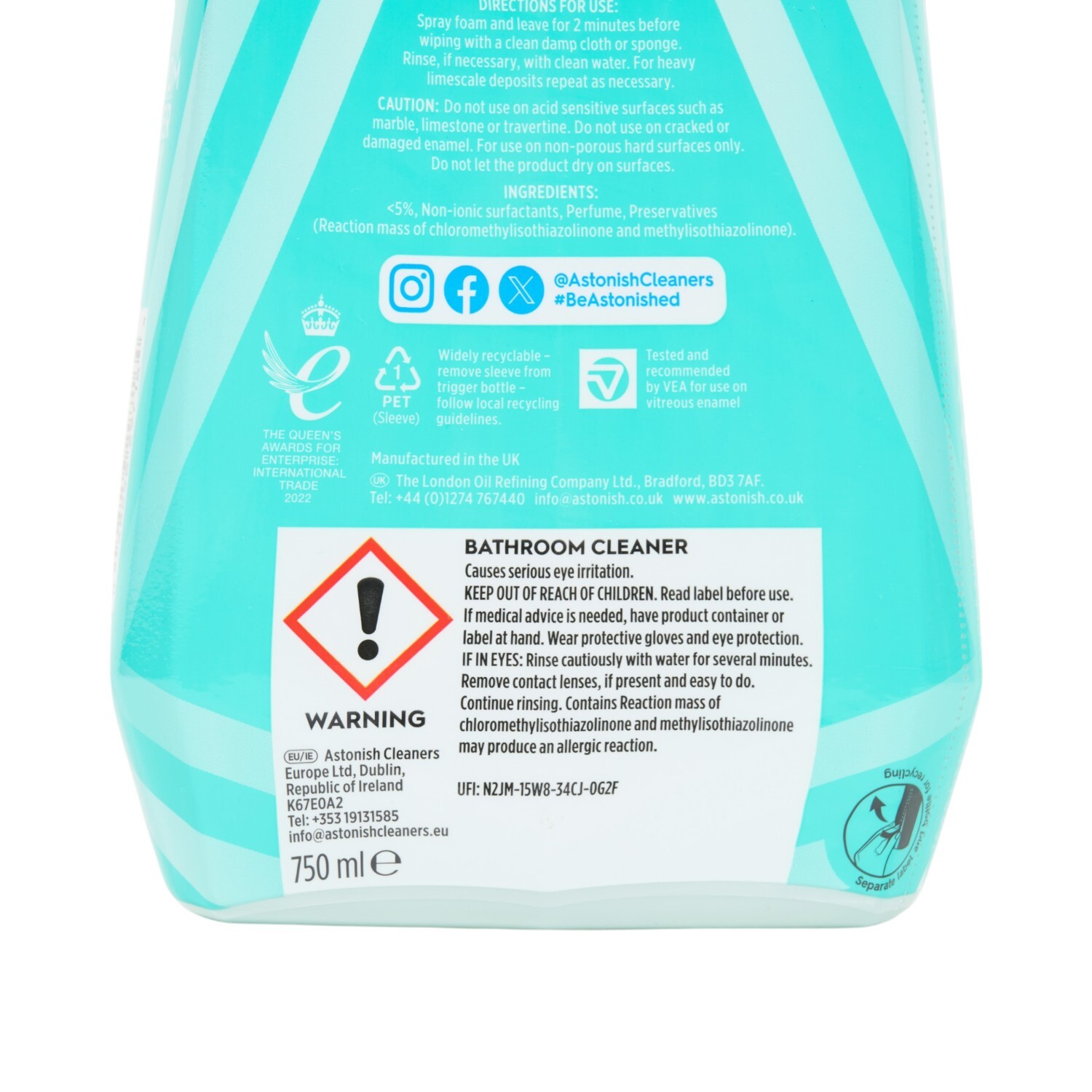 Astonish White Jasmine and Basil Bathroom Cleaner 750ml Image 3