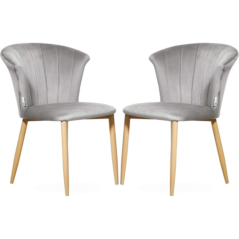 Life Interiors Elsa Grey Velvet Upholstered Dining Chair Set of 2 Image 5