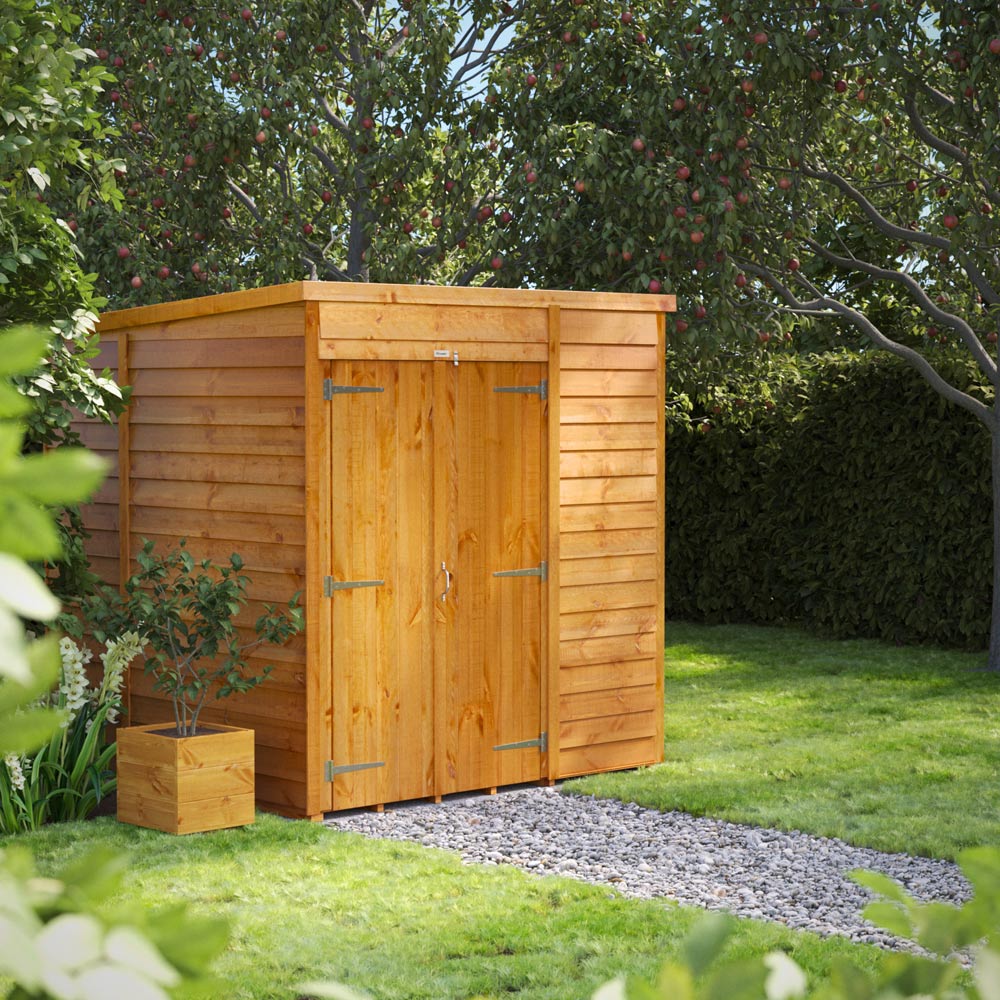 Power 6 x 6ft Overlap Pent Double Door Garden Shed Image 2