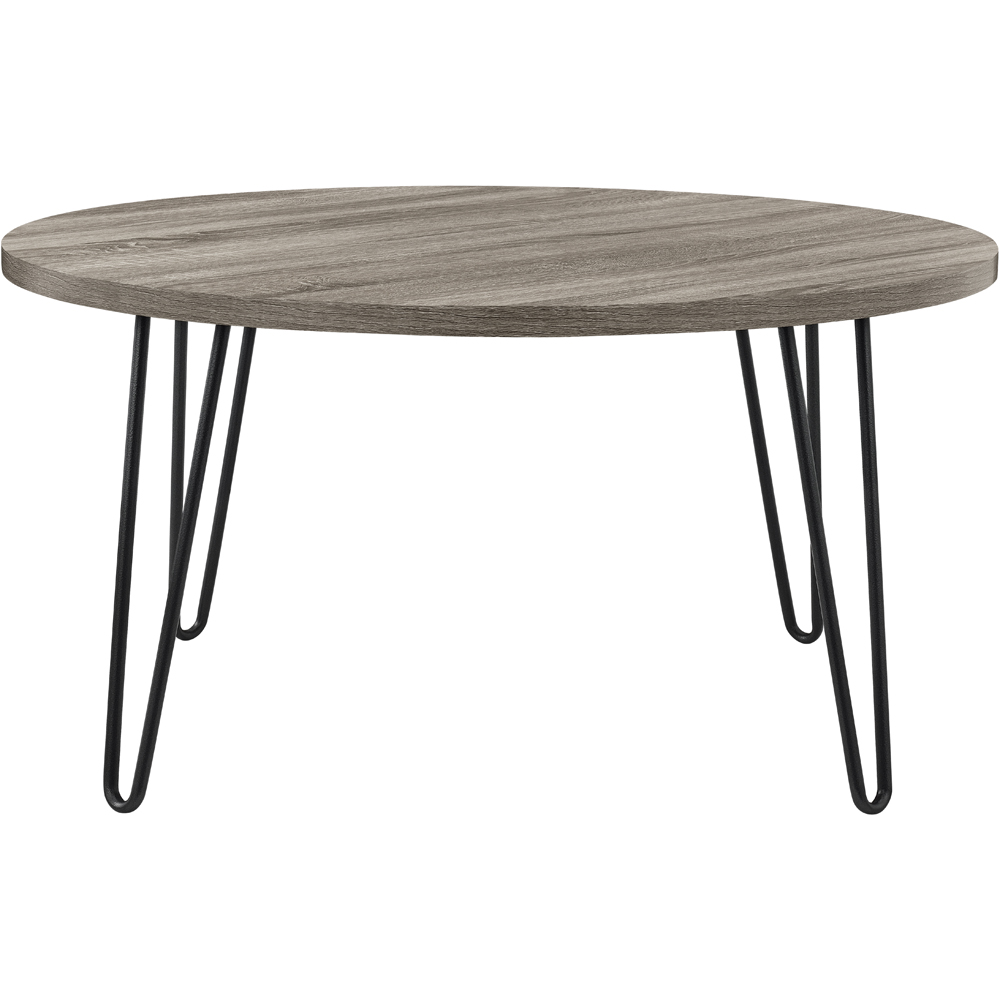 Owen Retro Distressed Grey Oak Round Coffee Table Image 3